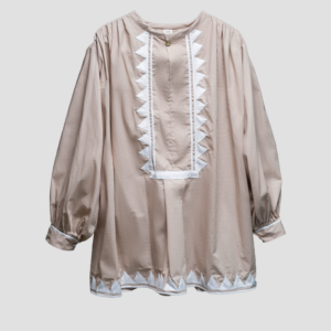 Camisa Beige con Blanco